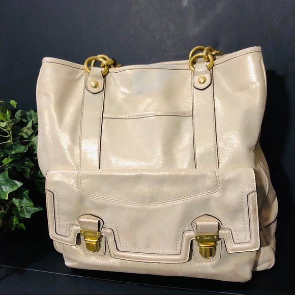 Coach Handbags - Coach Gold Metallic 17924 Leather Poppy Satchel